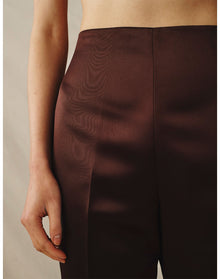 The Duchess Satin Cigarette Pants | Chocolate