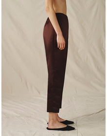 The Duchess Satin Cigarette Pants | Chocolate