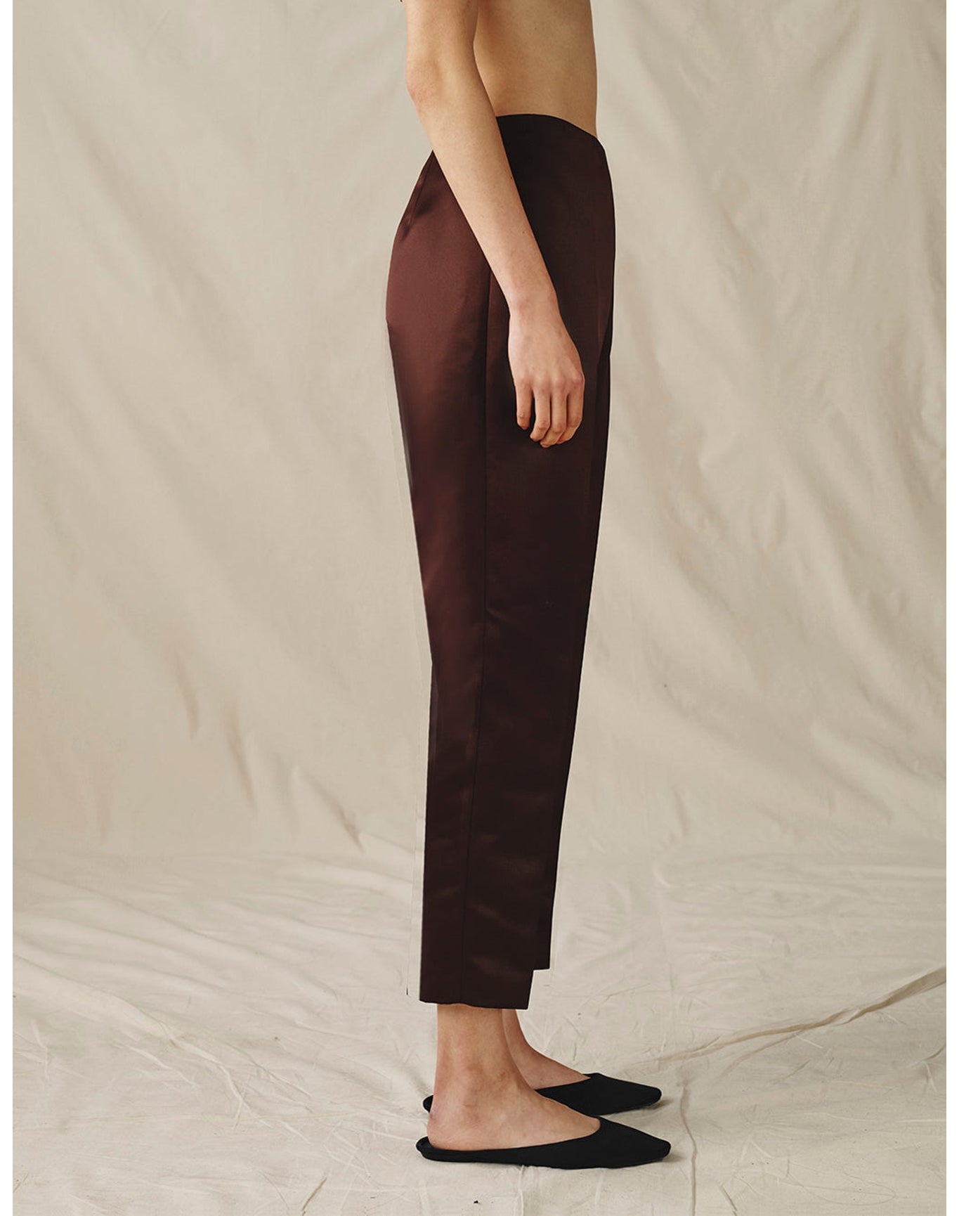 The Duchess Satin Cigarette Pants | Chocolate