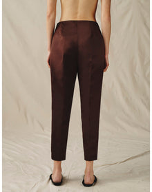 The Duchess Satin Cigarette Pants | Chocolate