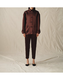 The Duchess Satin Cigarette Pants | Chocolate