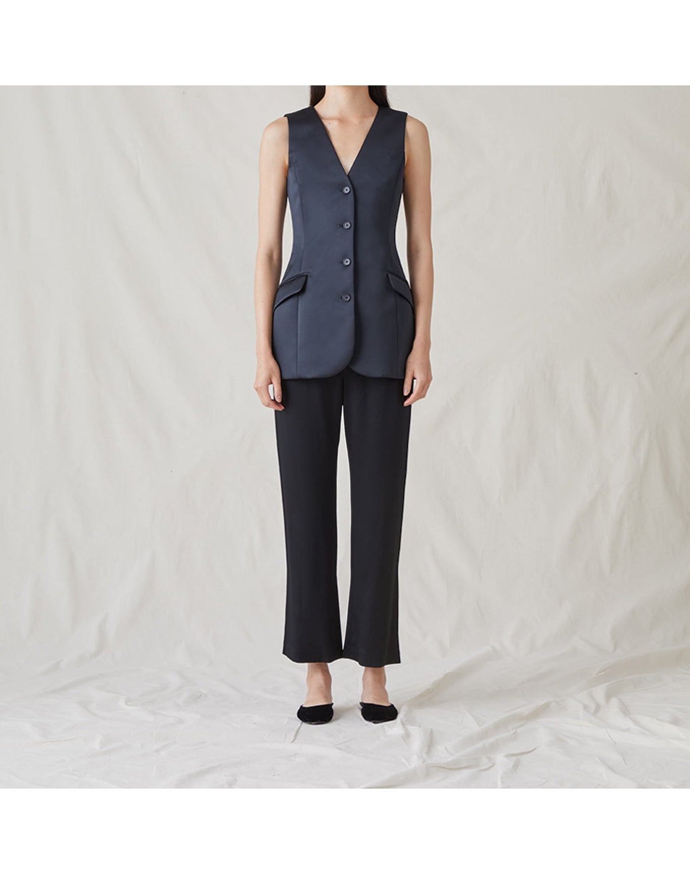 The Duchess Satin Vest | Black