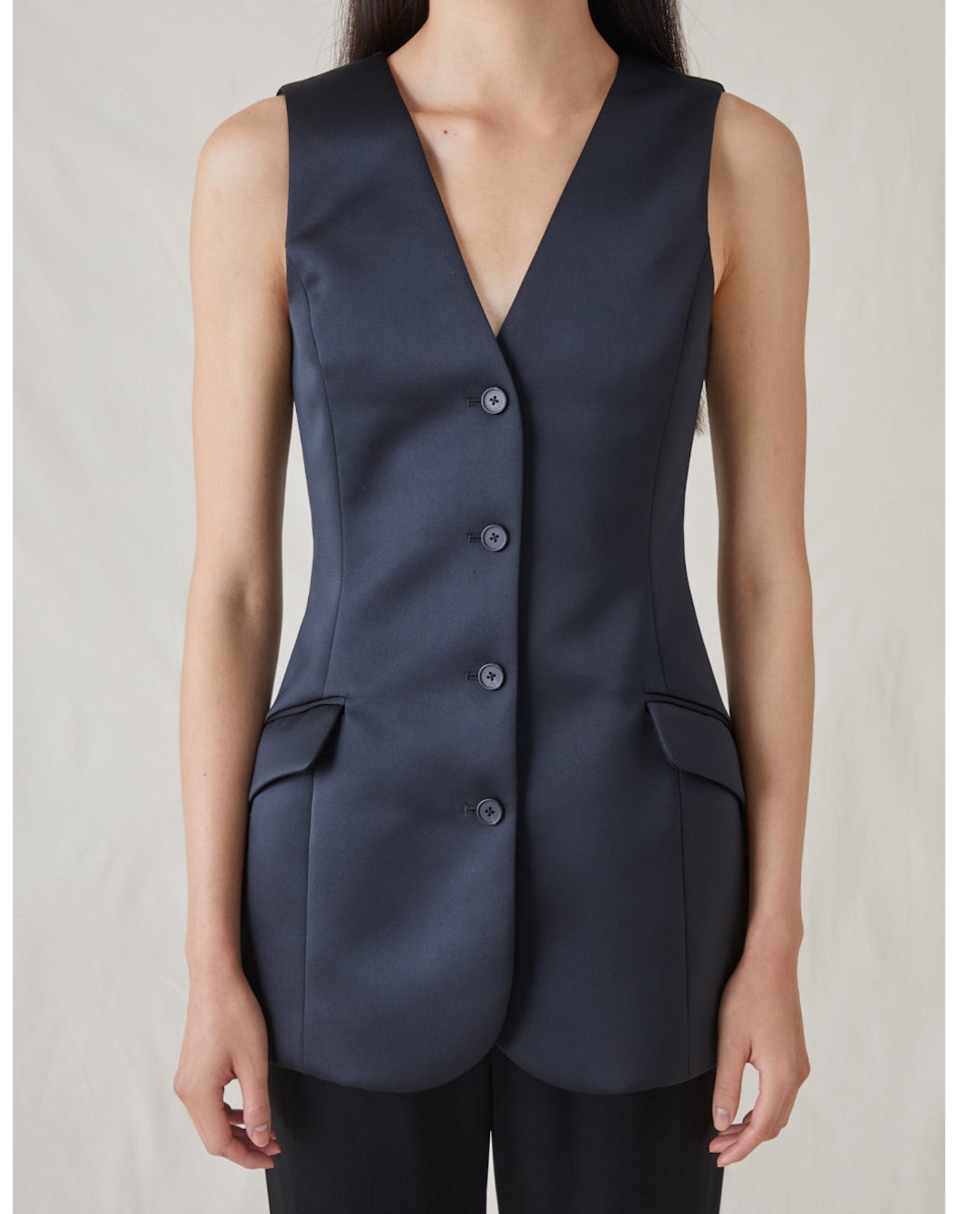 The Duchess Satin Vest | Black