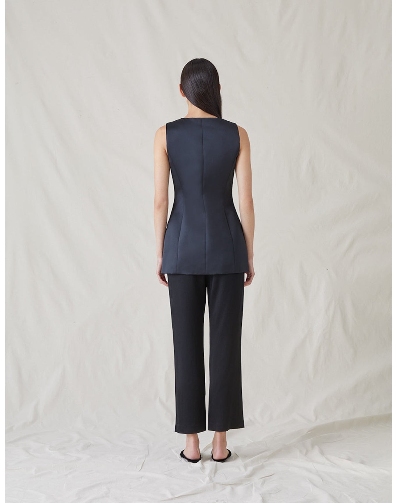 The Duchess Satin Vest | Black