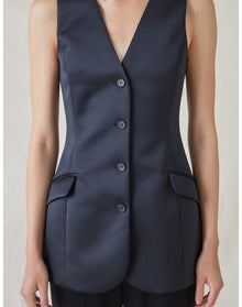 The Duchess Satin Vest | Black
