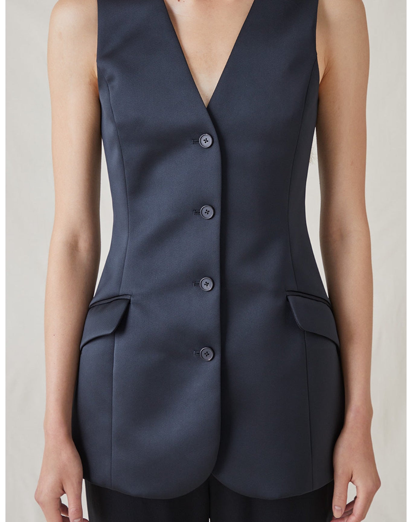 The Duchess Satin Vest | Black