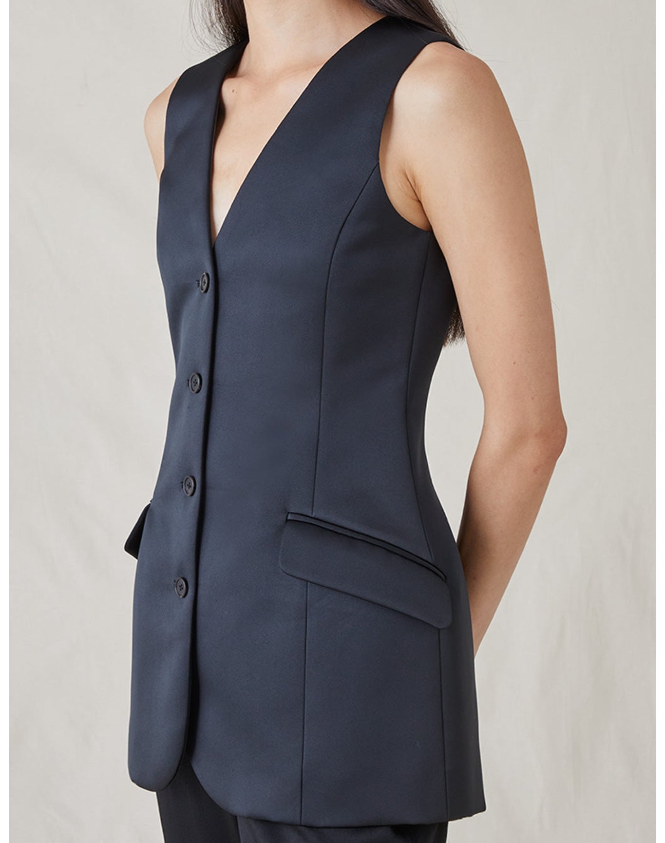 The Duchess Satin Vest | Black