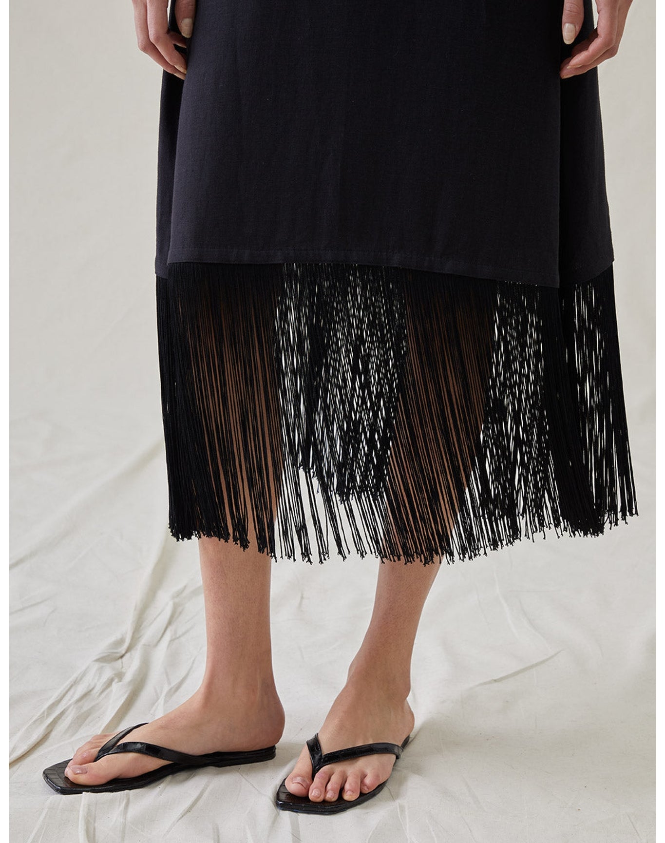 The Fringe Dress | Washed Black