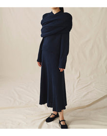 The Knit Skirt | Navy Melange
