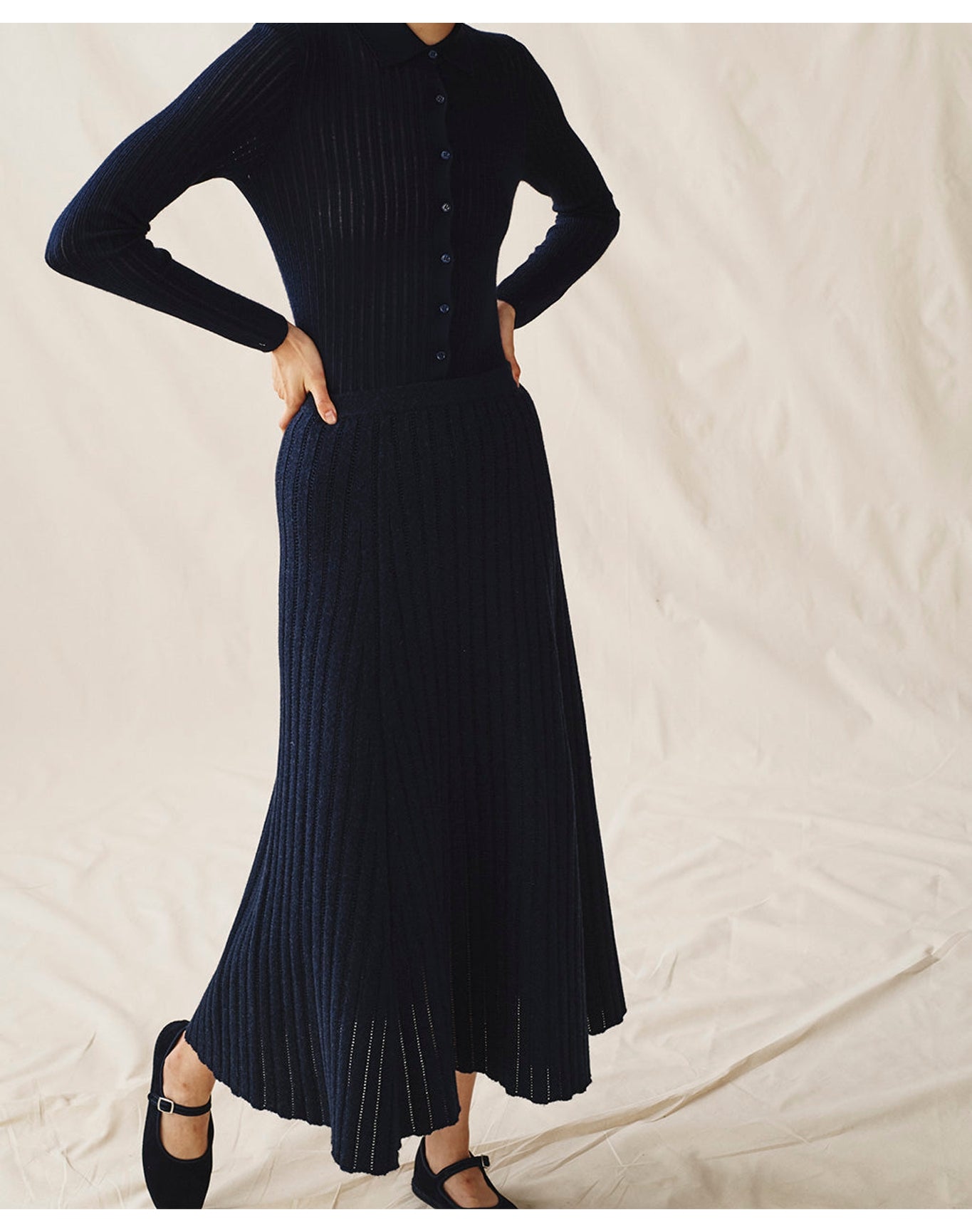 The Knit Skirt | Navy Melange