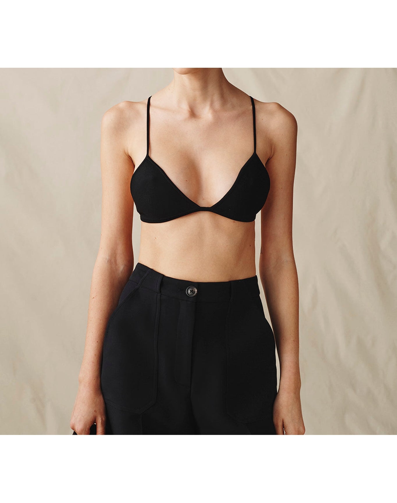 The Knit Triangle Bra | Black