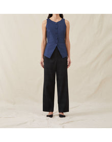 The Sculpted Vest In Lucent Wool | Navy