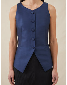 The Sculpted Vest In Lucent Wool | Navy