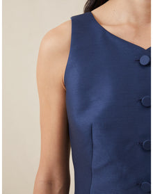 The Sculpted Vest In Lucent Wool | Navy