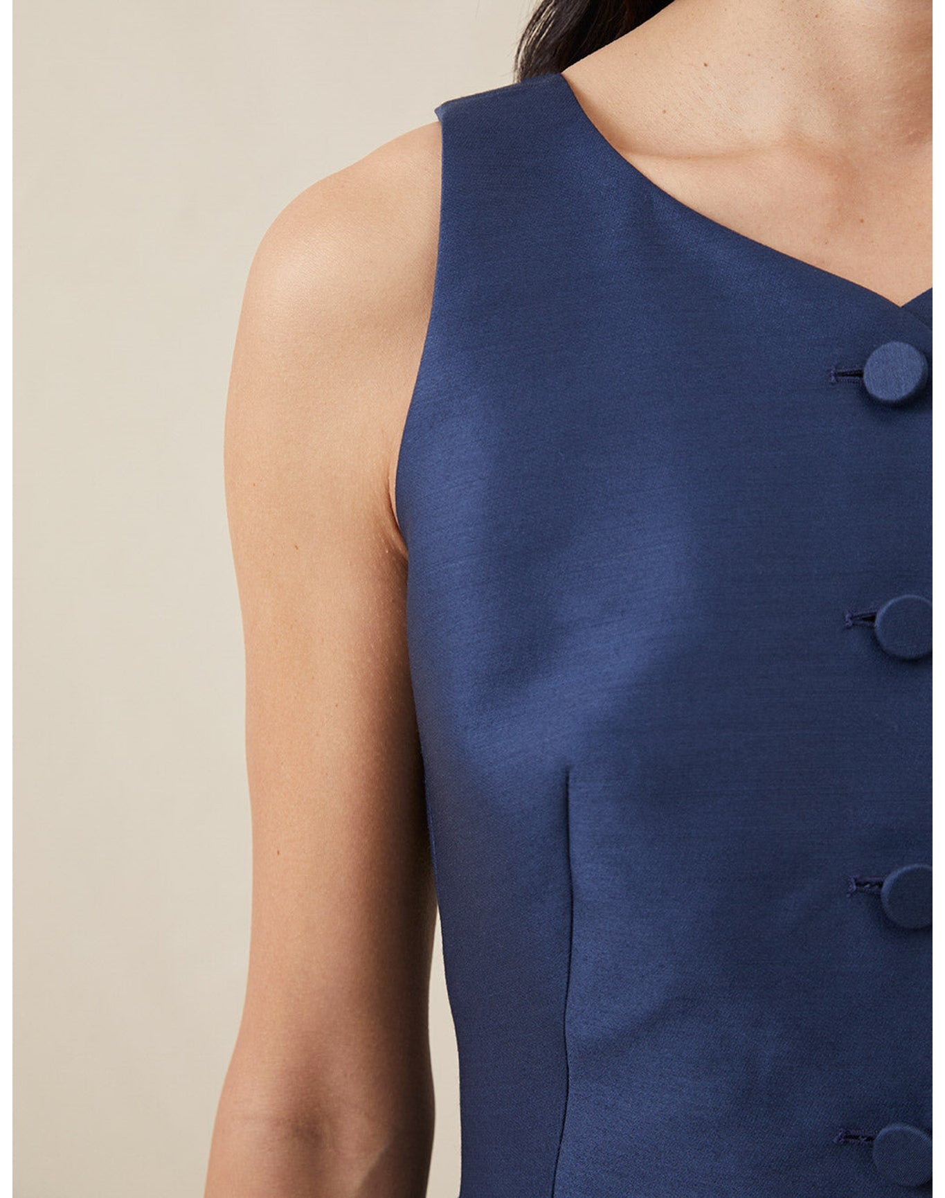 The Sculpted Vest In Lucent Wool | Navy