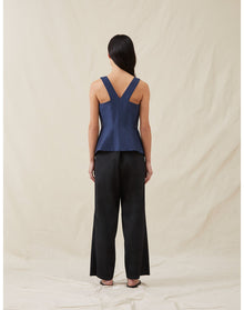 The Sculpted Vest In Lucent Wool | Navy