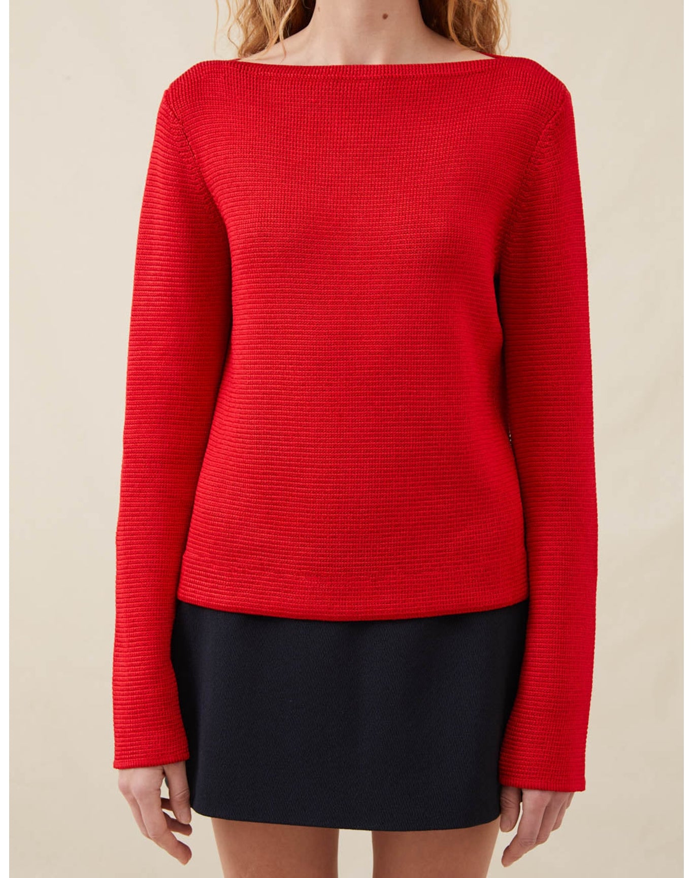 The Silk Boatneck Sweater | Scarlet
