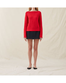 The Silk Boatneck Sweater | Scarlet