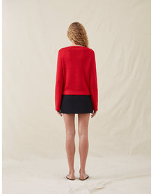 The Silk Boatneck Sweater | Scarlet