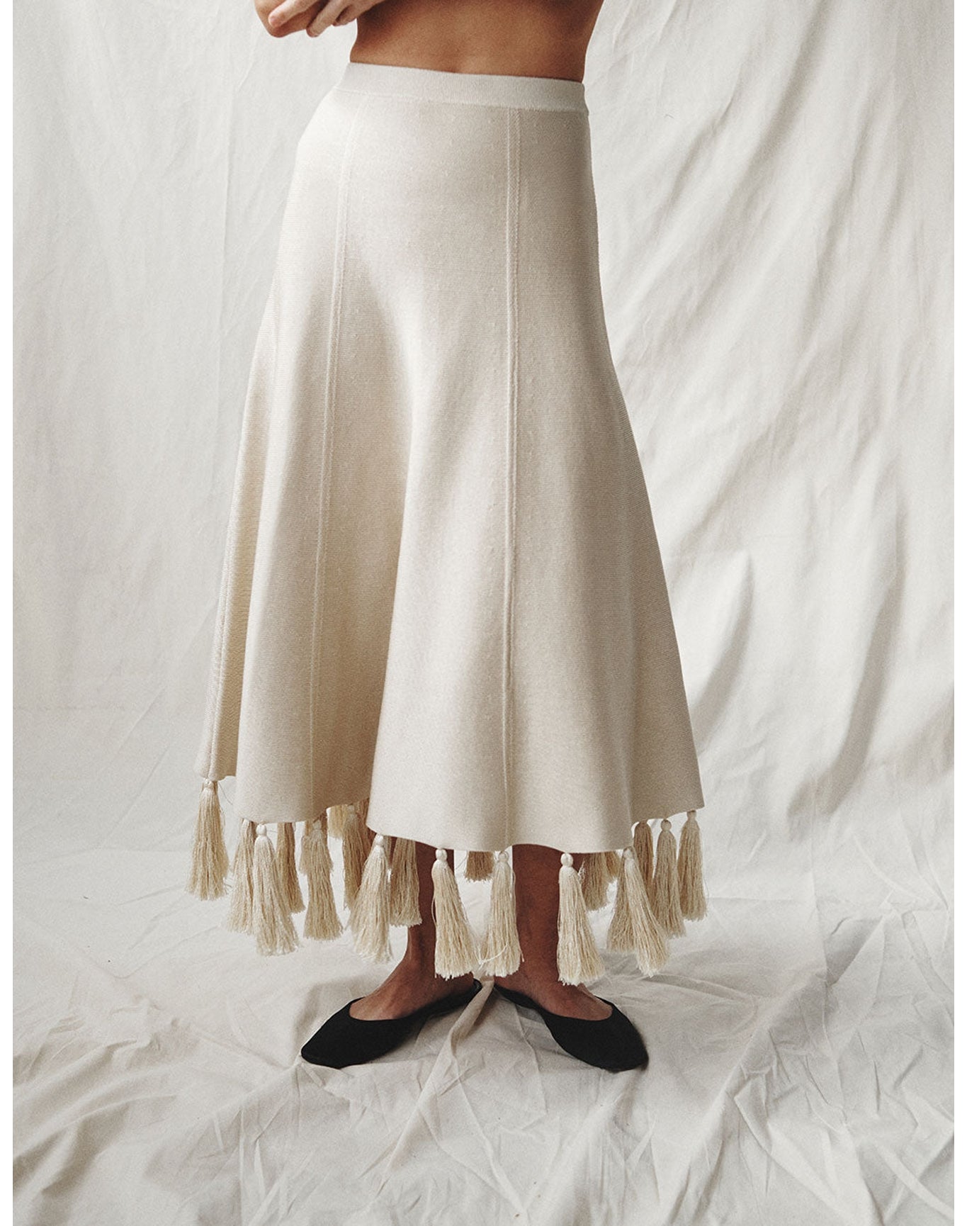 The Silk Tassel Skirt | Champagne