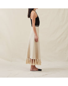 The Silk Tassel Skirt | Champagne