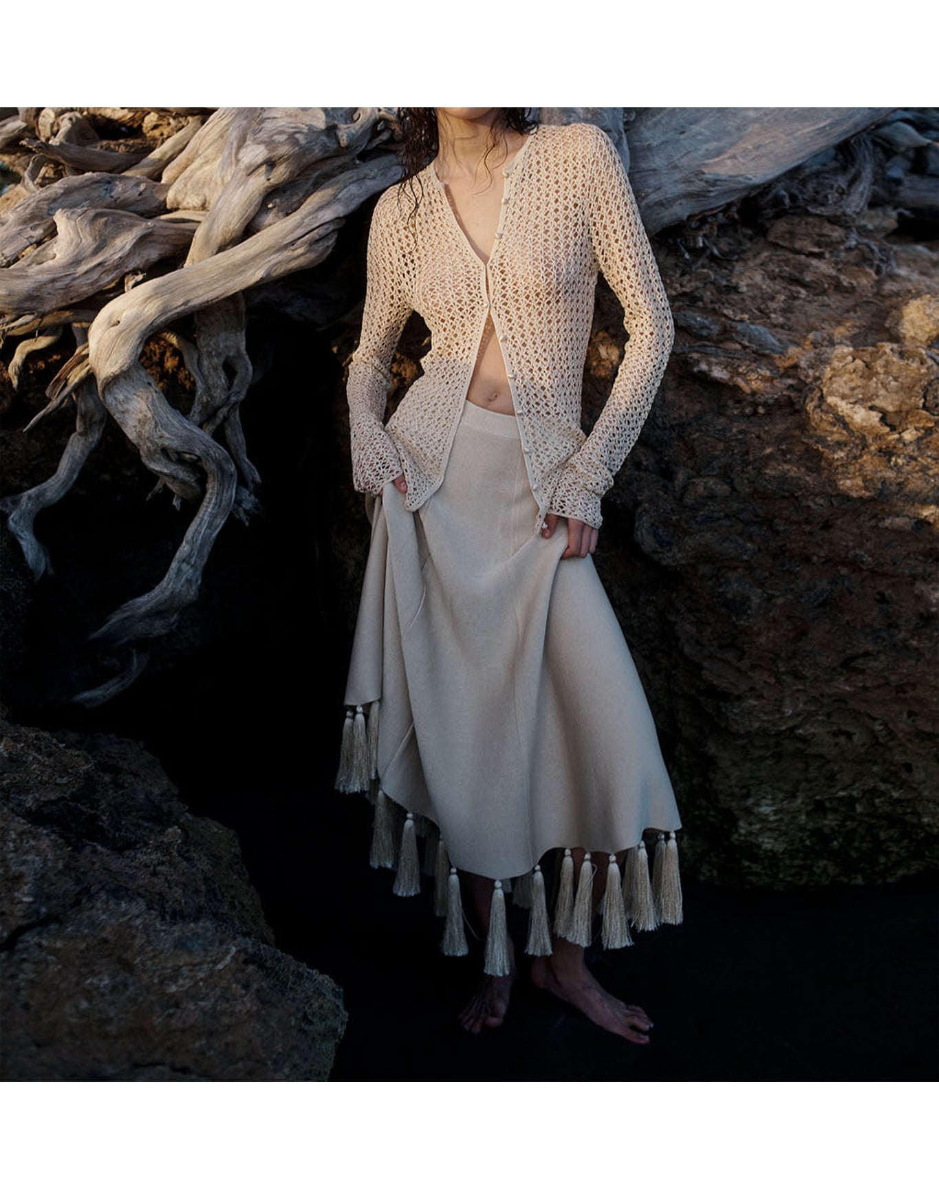 The Silk Tassel Skirt | Champagne