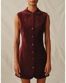 The Textured Velvet Mini Dress | Wine