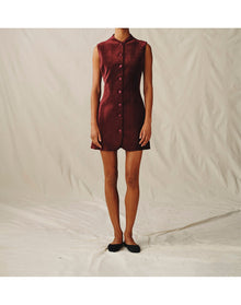 The Textured Velvet Mini Dress | Wine