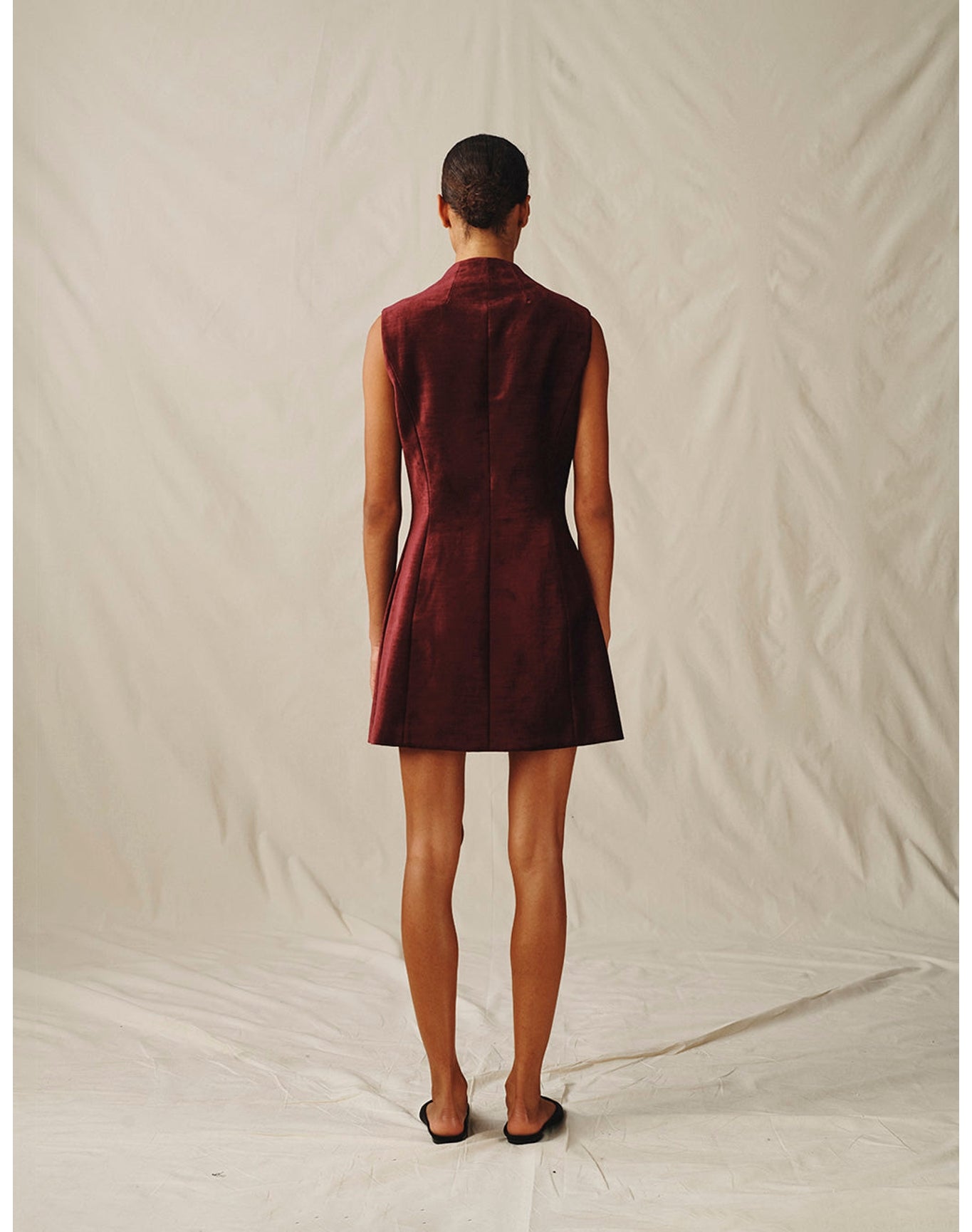 The Textured Velvet Mini Dress | Wine