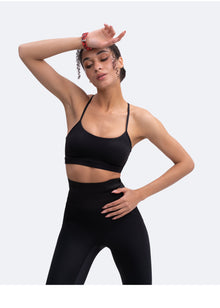 Thin Straps Seamless Sports Bra | Black