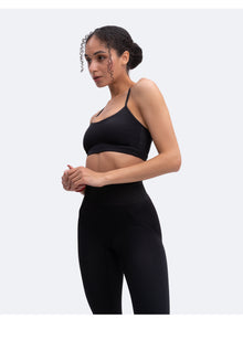 Thin Straps Seamless Sports Bra | Black