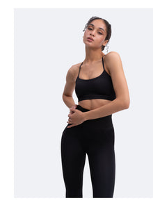 Thin Straps Seamless Sports Bra | Black