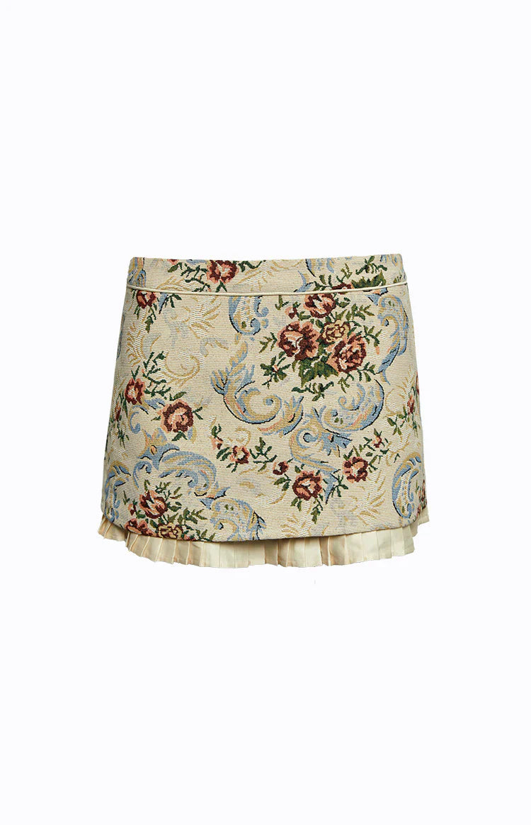 Till Forever Tapestry Mini Skirt | Beige