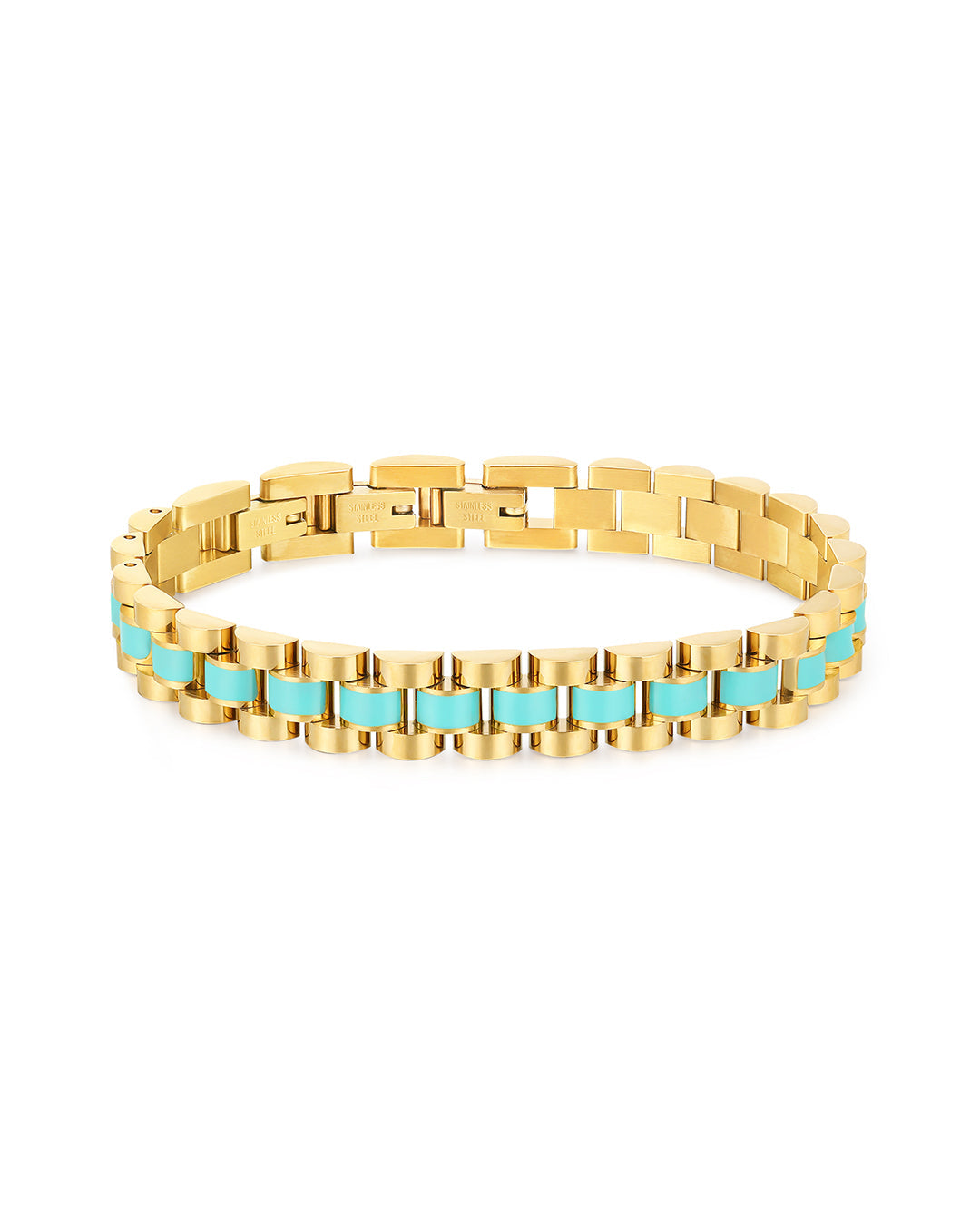 Timepiece Bracelet - Turquoise Blue - Gold | Plated Gold