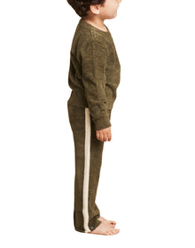 Toddler | Cozychic Ultra Lite Pullover W/ Contrast Stripes | Olive-Cream