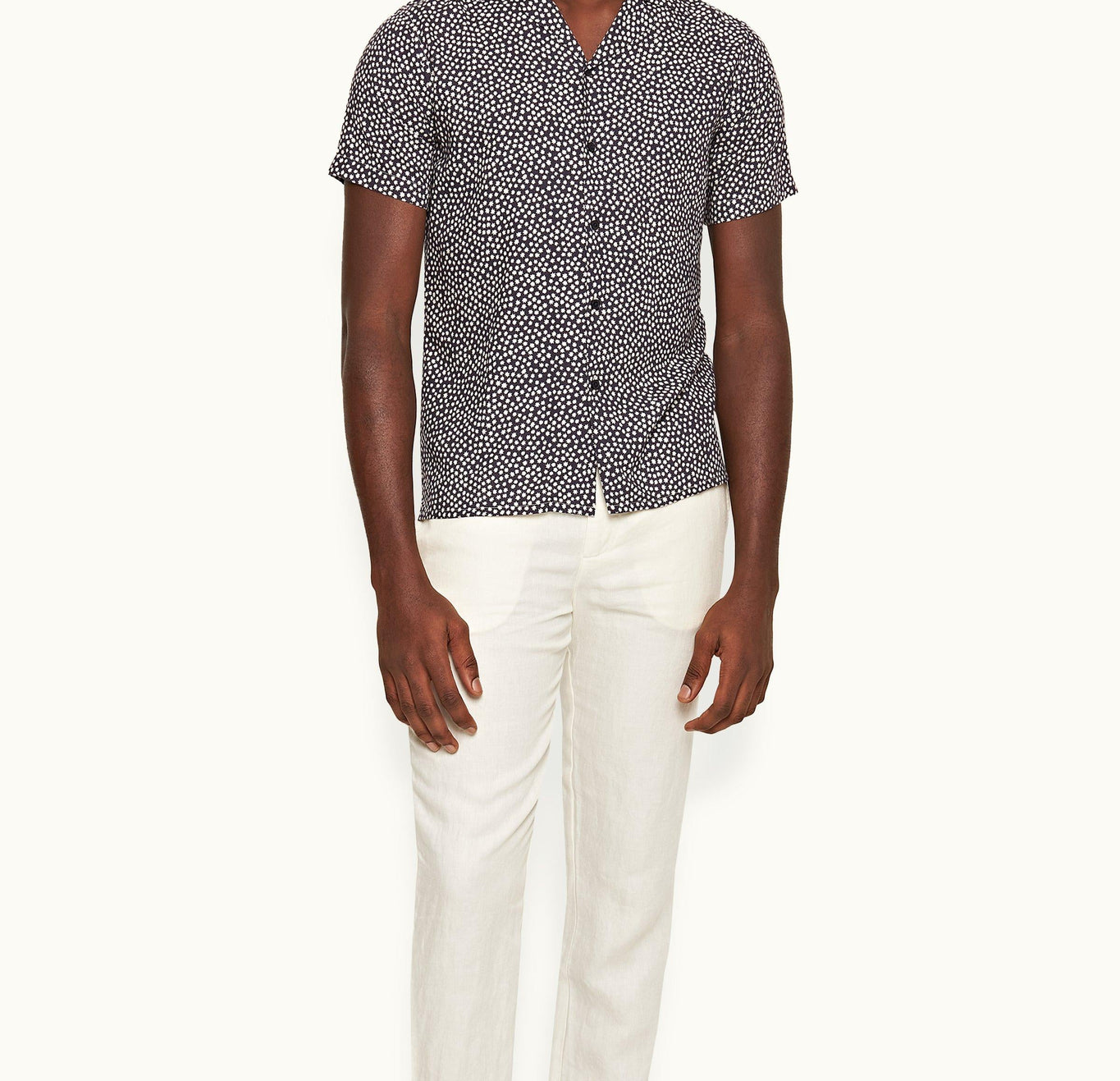 Travis Towelling Star Print Capri Collar Shirt | Night Iris