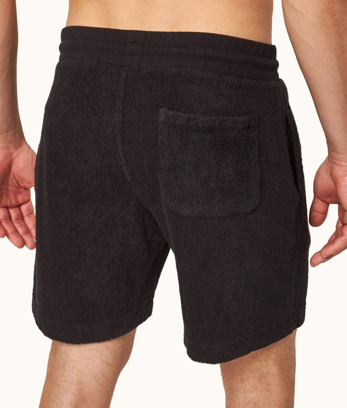 Trevone Classic Fit Stripe Seam Towelling Sweat Shorts | Black