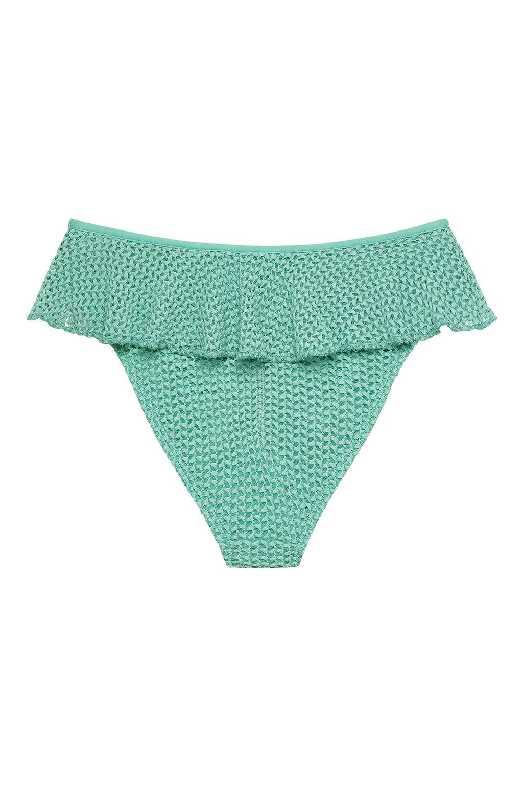 Tamarindo Ruffle Bikini Bottom | Turquoise Crochet