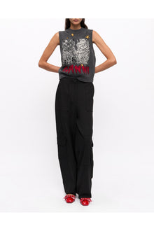 Twill Suiting Cargo Trousers | Black