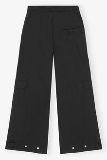 Twill Suiting Cargo Trousers | Black