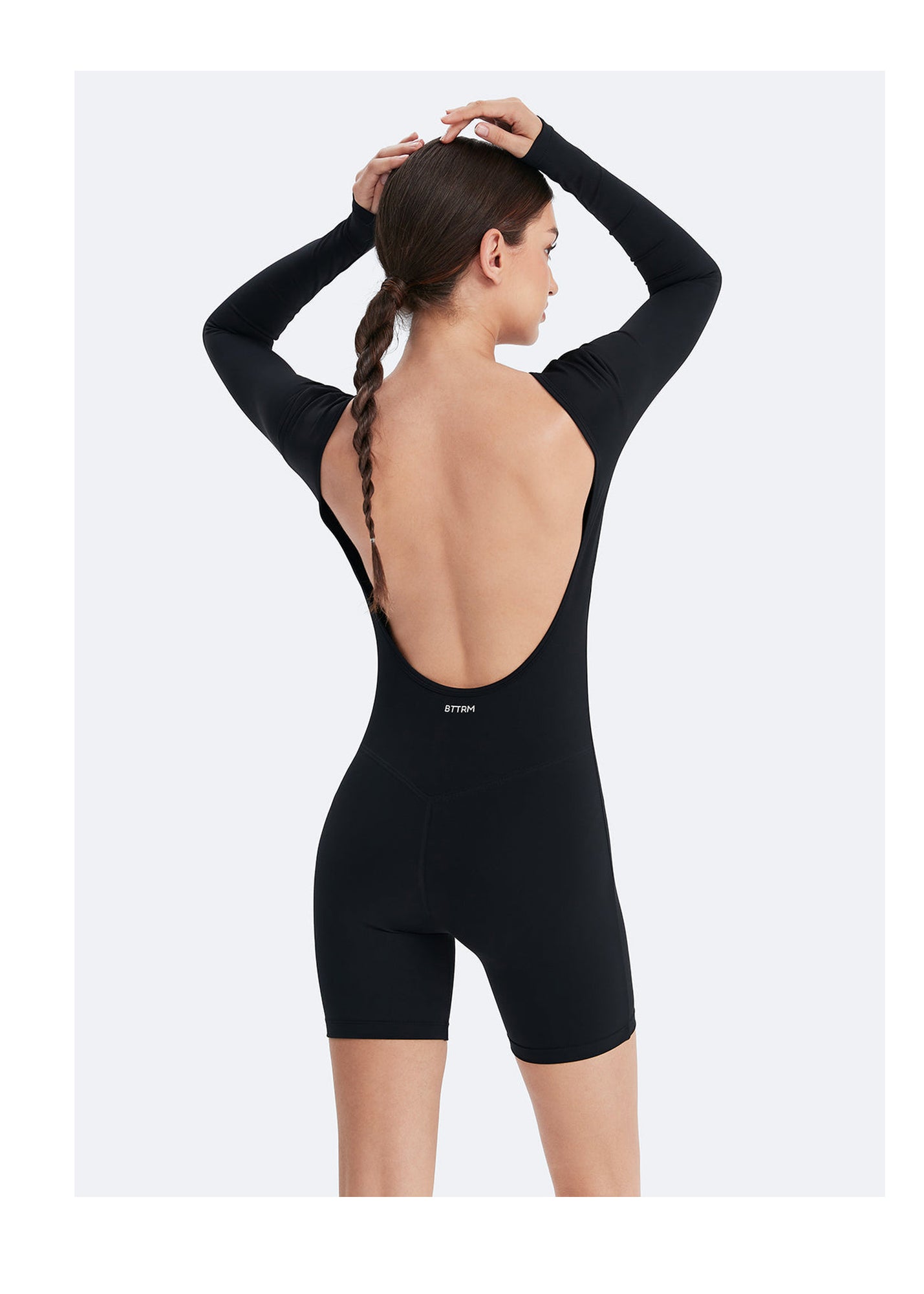 U-back Long Sleeve Bodysuit | Inky Black