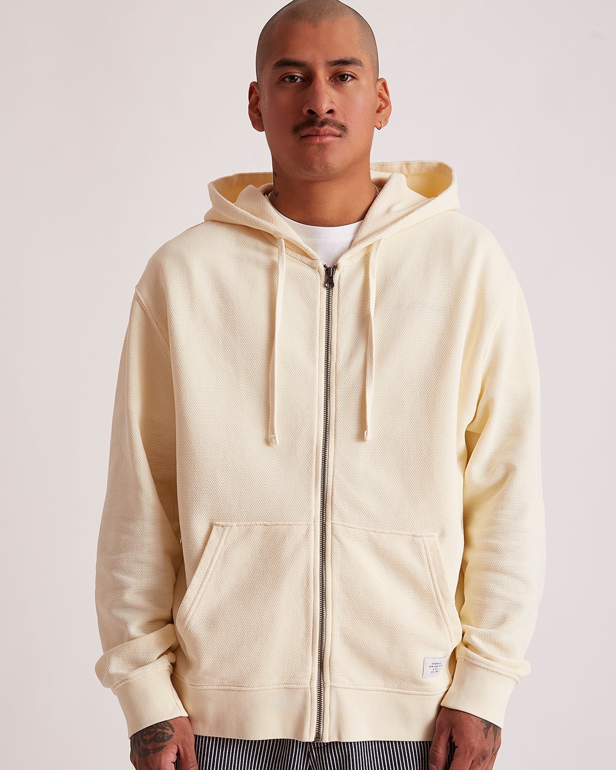 Antique White | Canal Pique Zip Hoodie