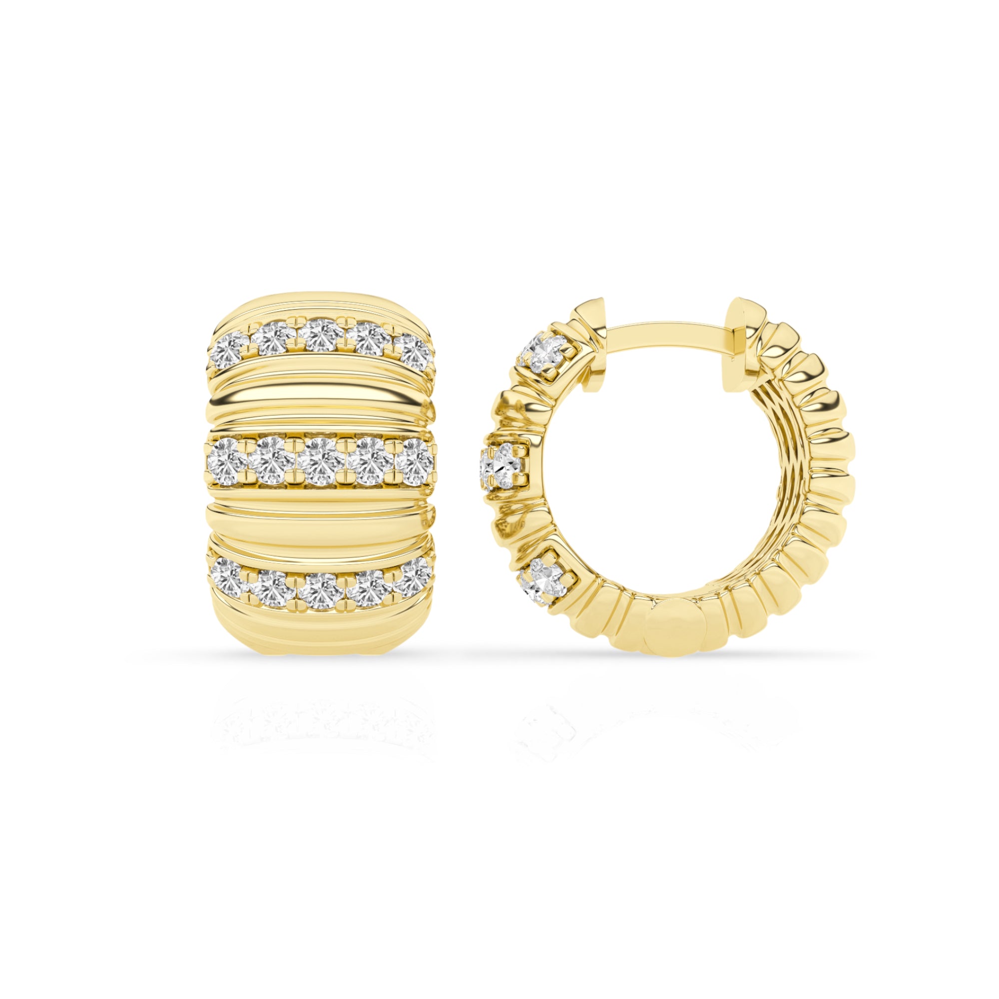 4.00 CT Round Lab-Grown Diamond | Hoop Earrings | 14K Yellow Gold over Sterling Silver | F Color | VS Clarity