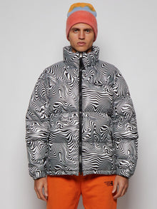 Men | VETEMENTS | Zebra Print Logo Puffer Jacket | Black & White