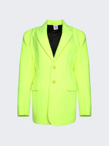 Women | VETEMENTS | Fleece Tailored Blazer Jacket | Flurorescent Yellow