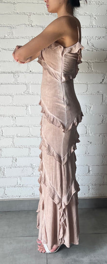 Gaia V-Neck Strapline Sleeveless Long Dress | Beige