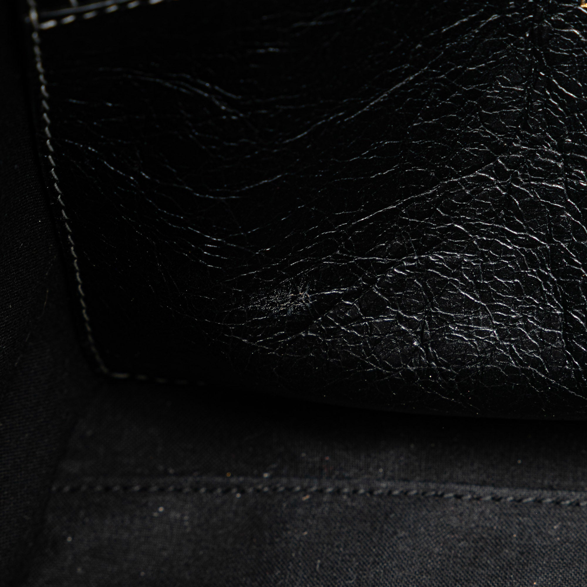 Balenciaga | Pre-Owned Small Lambskin Barbes East West Striped Shopper Tote | Pink