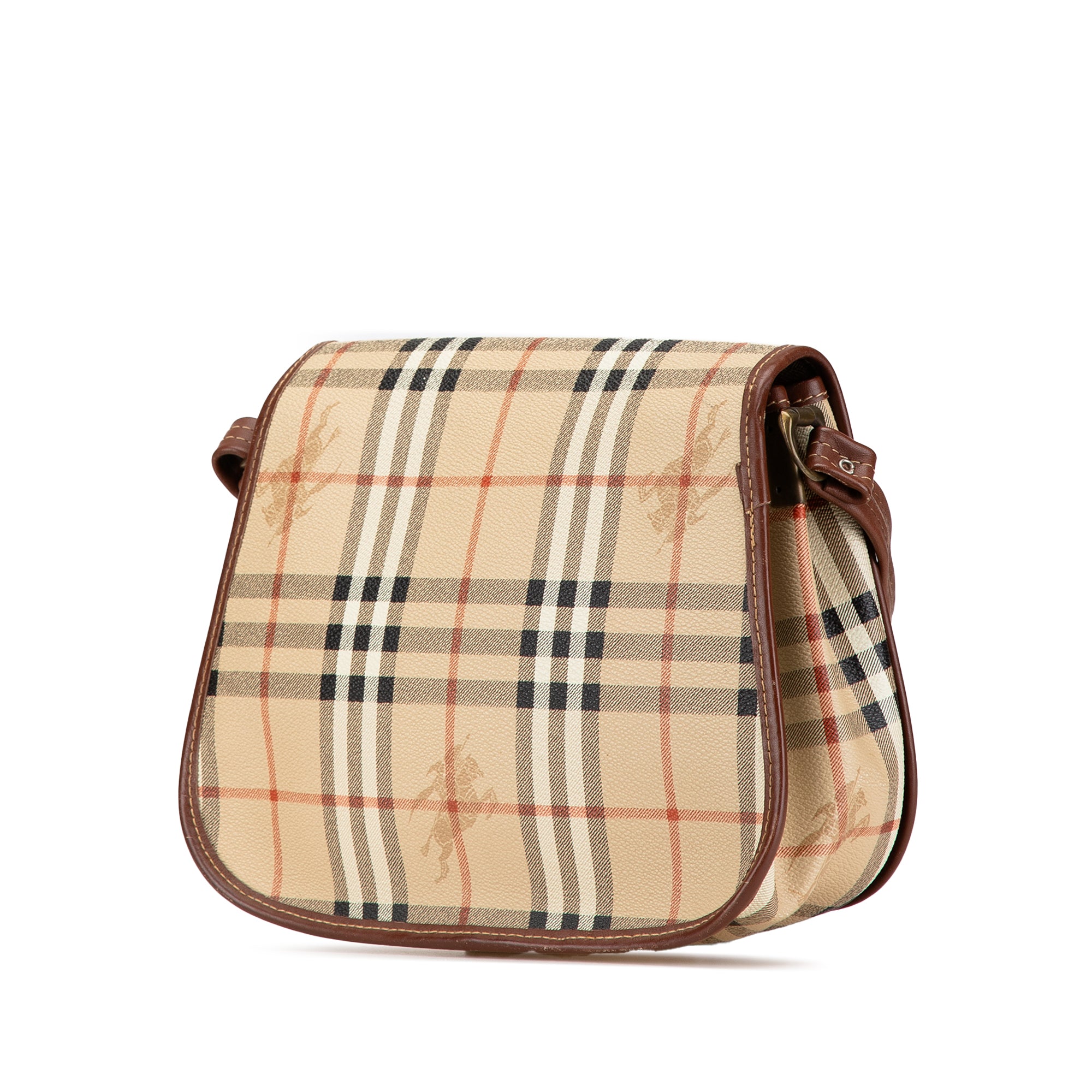 Burberry | Pre-Owned Haymarket Check Coated Canvas Crossbody | Brown/Beige