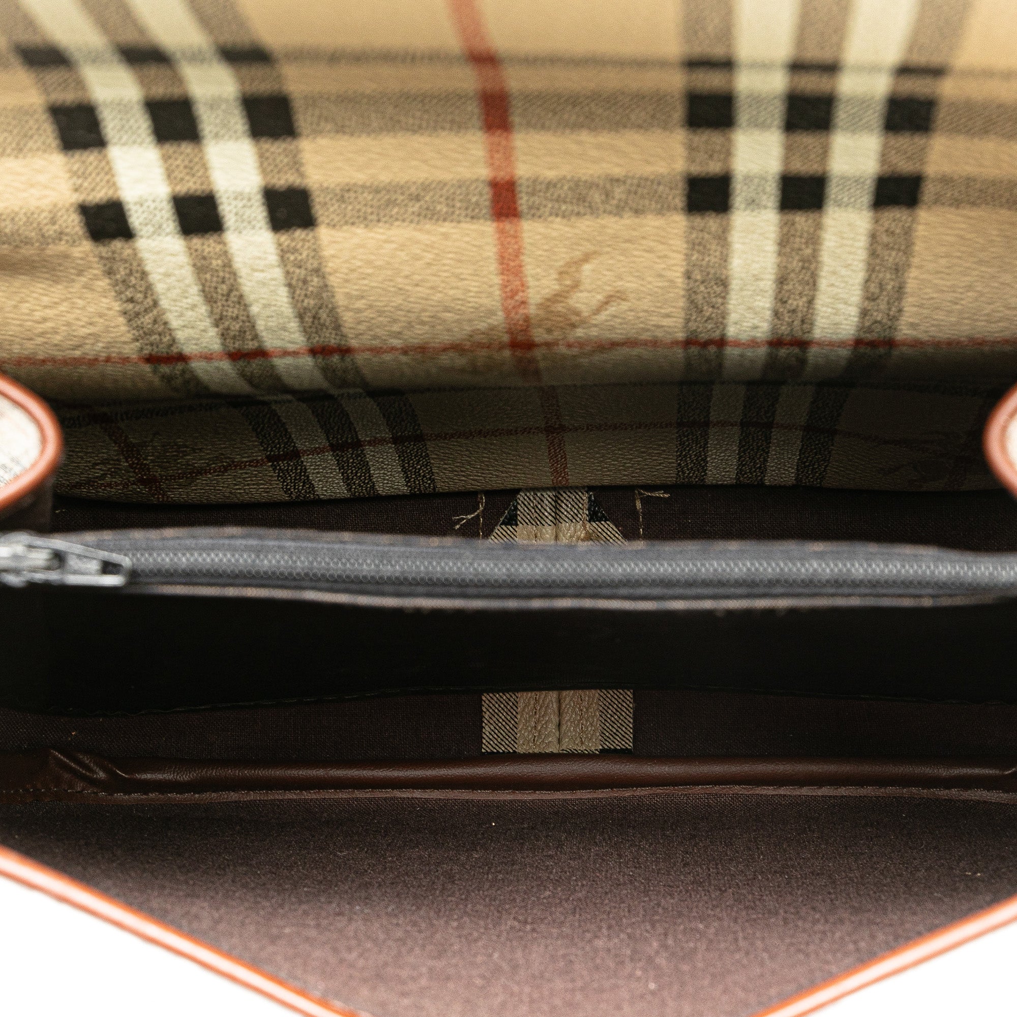 Burberry | Pre-Owned Haymarket Check Coated Canvas Crossbody | Brown/Beige