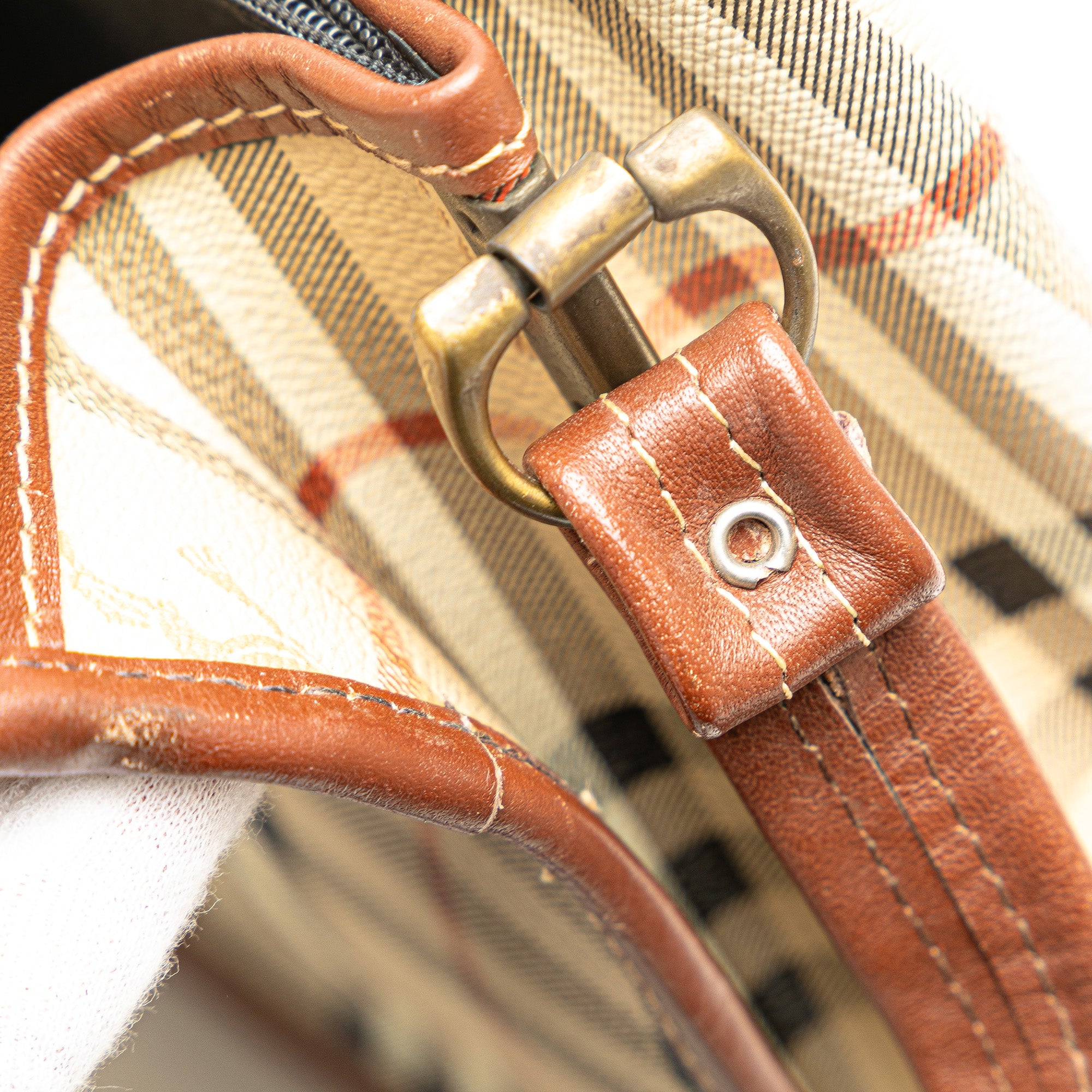 Burberry | Pre-Owned Haymarket Check Coated Canvas Crossbody | Brown/Beige